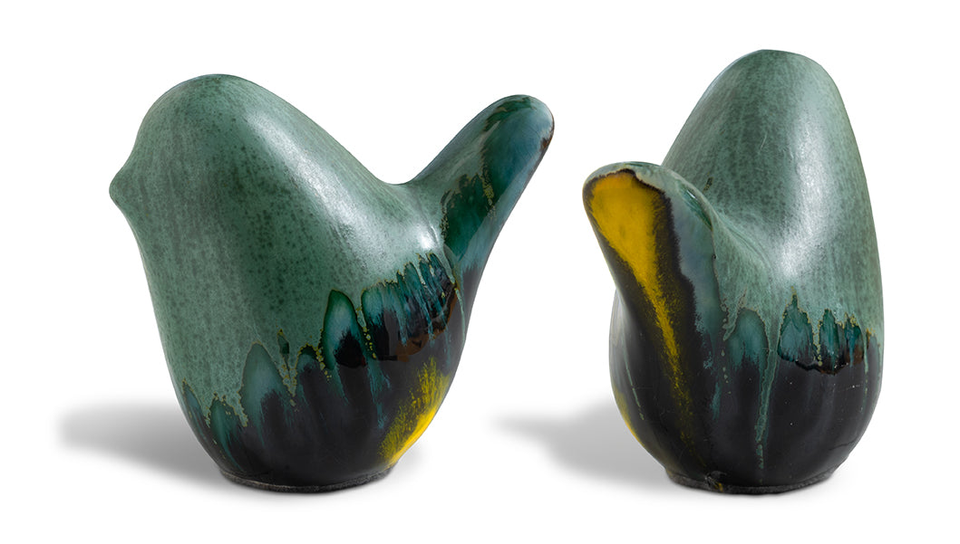 Bird 1007: Glaze Green top / Yellow bottom