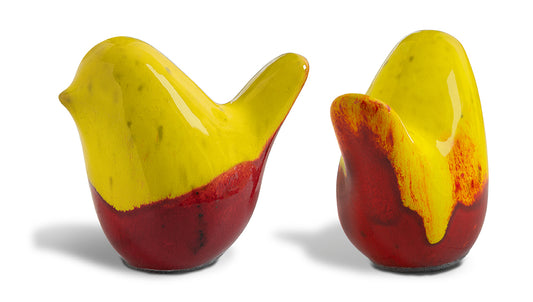 Bird 1007: Glaze Yellow top / Red bottom