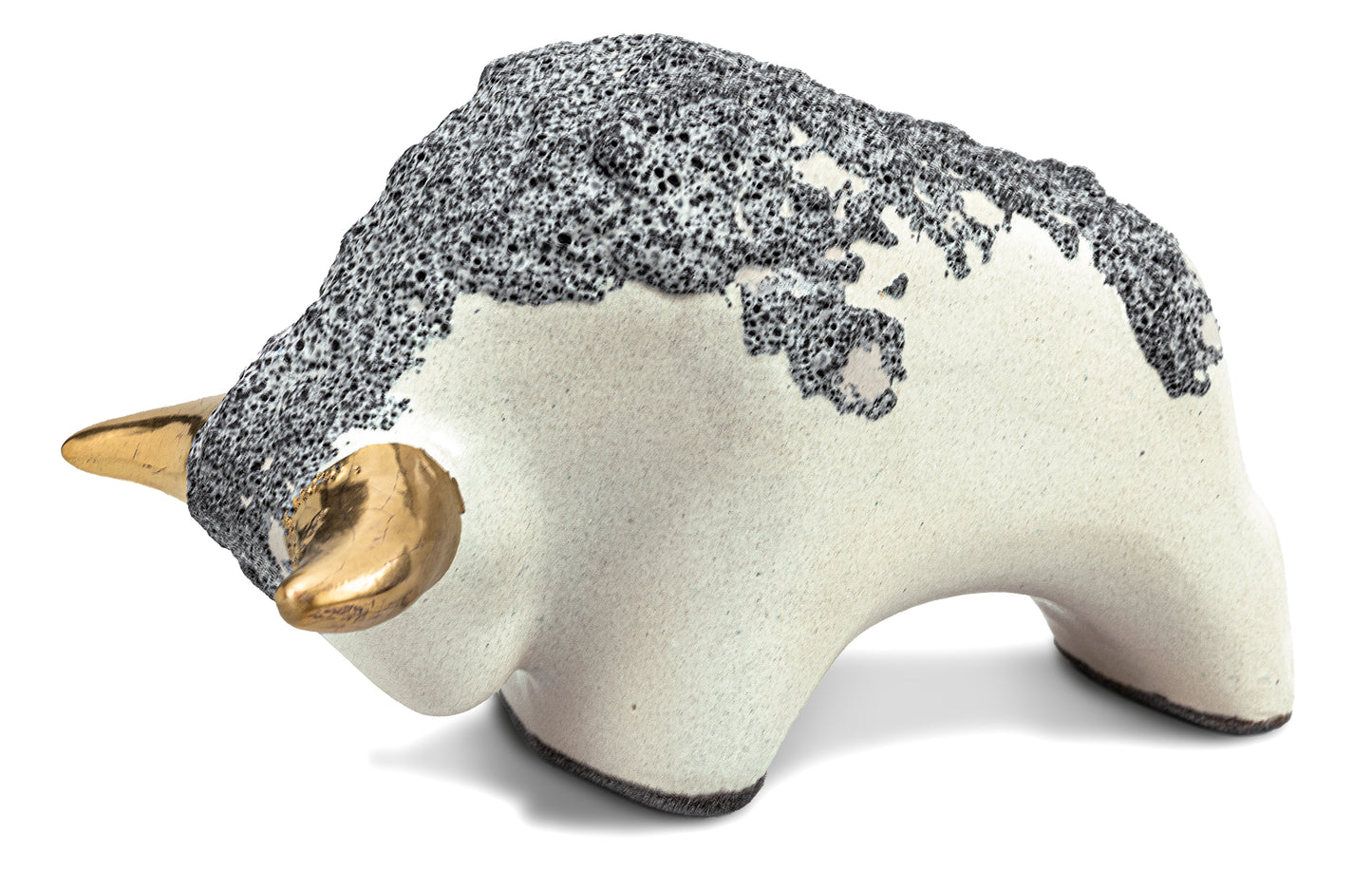 Golden Bull Edition 1010: Glasur Weiß / Graue Lava / Goldene Hörner