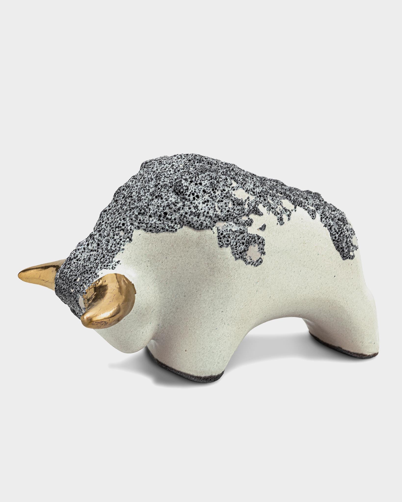 Golden Bull Edition 1010: Glasur Weiß / Grau Lava / Goldene Hörner
