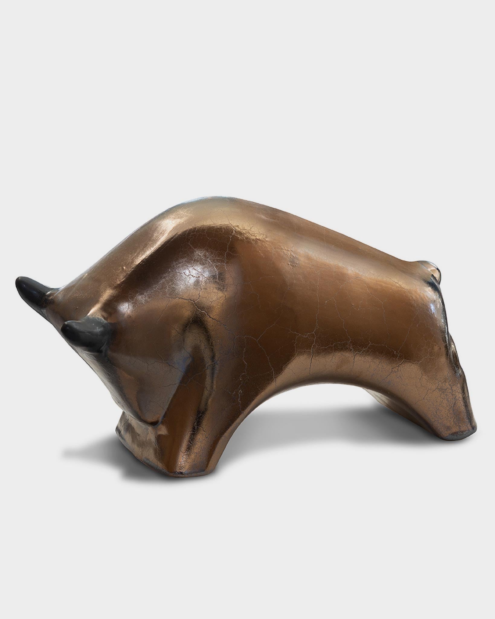 Bull 1011: Gold Bronze Glaze / Black Horns